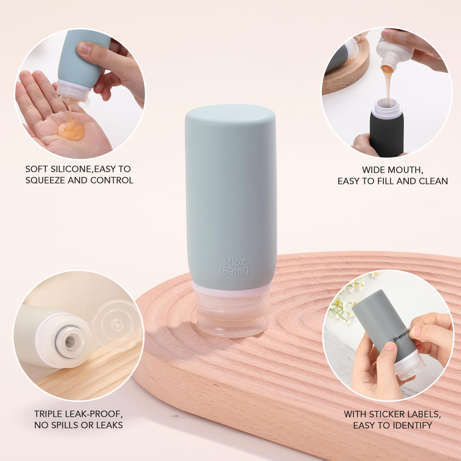 Muslish 21 Pack Travel Bottles For Toiletries, Leak-Proof Tsa Compliant Silicone Travel Size Containers For Shampoo And Conditio